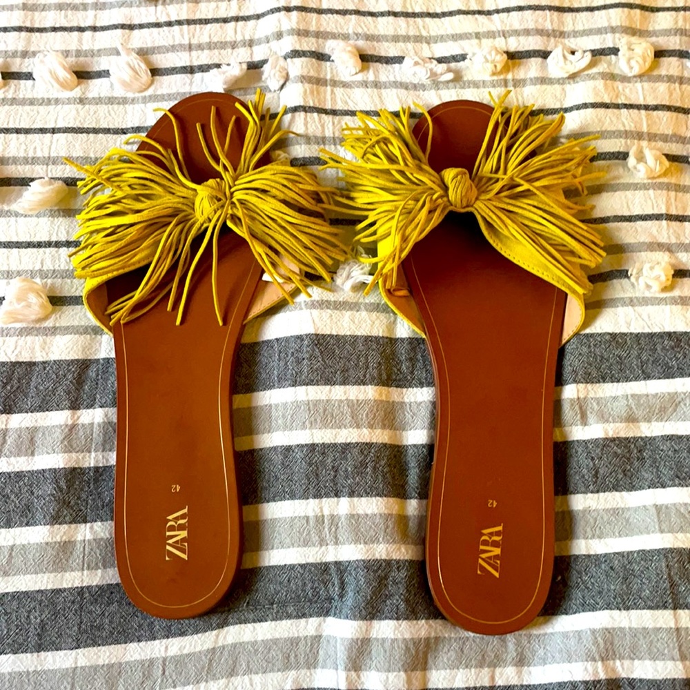Zara Yellow Fringed Sandals size 42